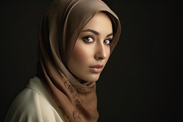 Una pintura digital de una mujer con un hijab Generative Ai