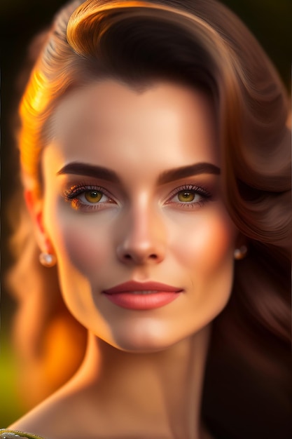 Una pintura digital de una mujer con un ojo dorado.