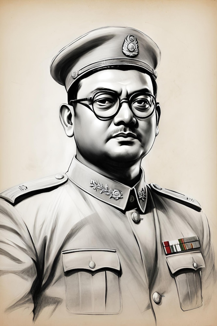 Foto pintura digital de netaji subhas chandrabose