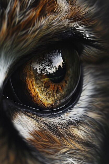 una pintura digital que muestra un primer plano de un ojo de animales salvajes