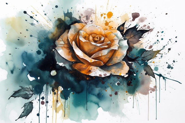 Foto una pintura digital de una rosa con un fondo en blanco y sin otros colores