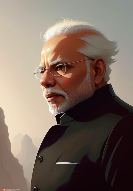 Pintura digital de Shri Narendra Modi ji