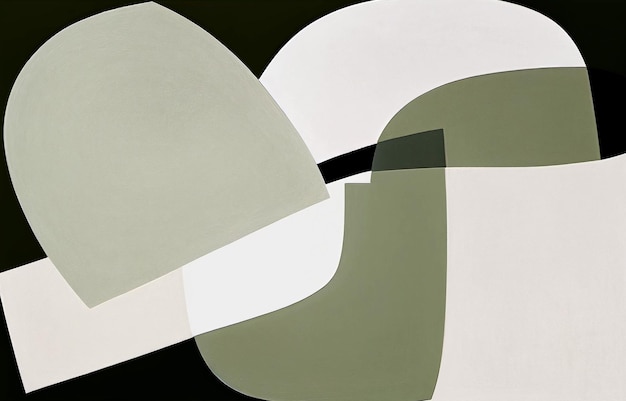 Una pintura de un diseño abstracto verde y blanco.