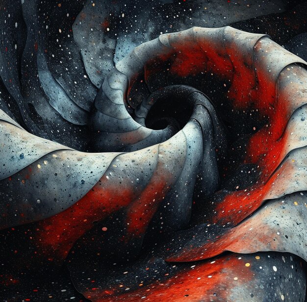 pintura de un diseño en espiral con un fondo rojo y negro generativo ai