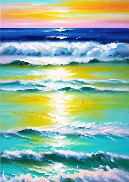 Pintura do Mar em Tons Pastel