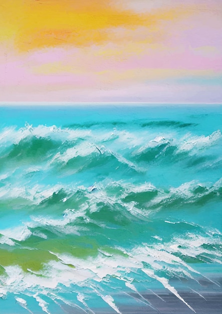 Pintura do Mar em Tons Pastel