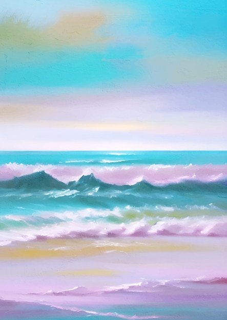 Pintura do Mar em Tons Pastel