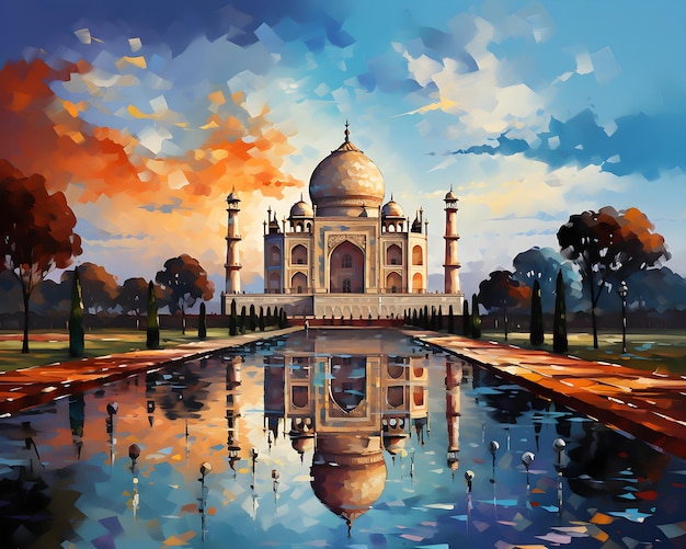 pintura do Taj Mahal cor