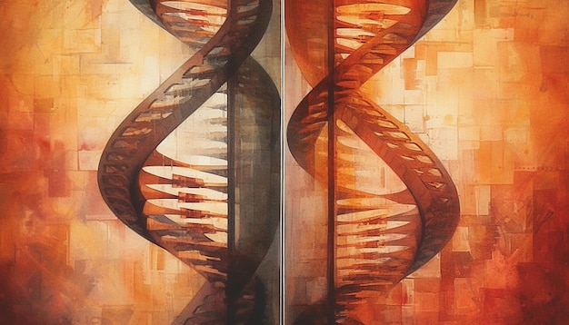 Pintura de una doble hélice de ADN en una pared generativa ai