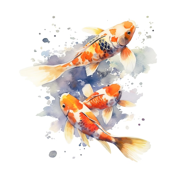 Una pintura de dos peces koi en acuarela imagen ai generativa