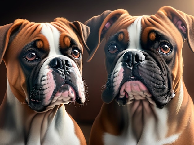 Una pintura de dos perros con las palabras boxeador en el frente.