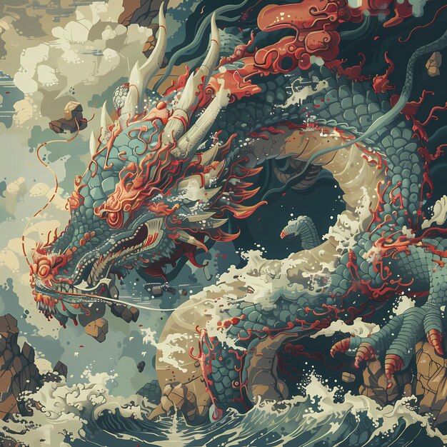 Pintura de dragones en el pixel art