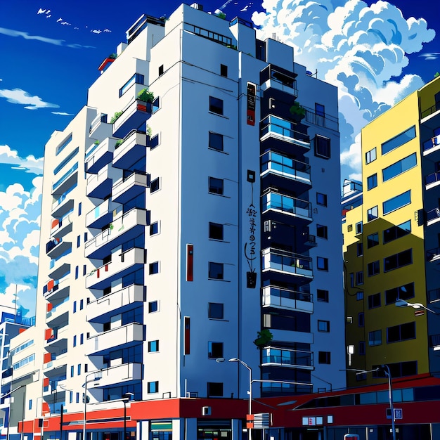 Una pintura de un edificio.