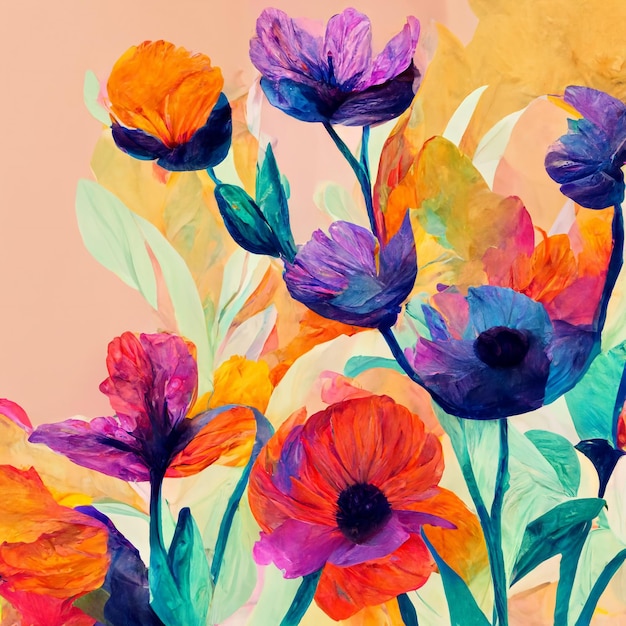 Pintura em aquarela de flores