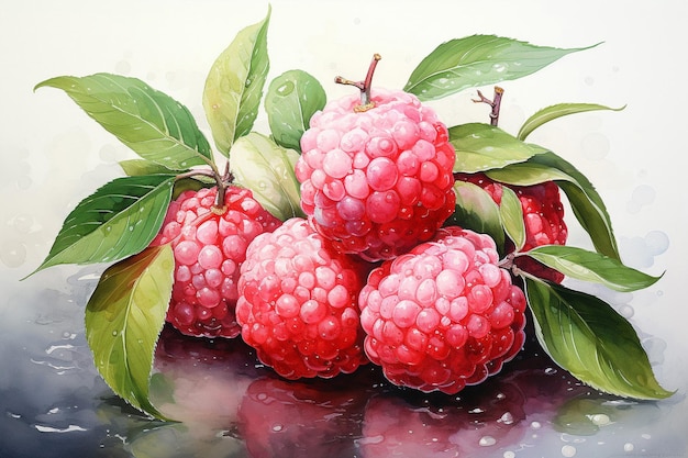 Pintura em aquarela de frutas de lício