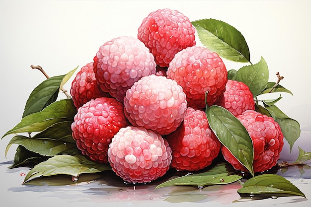 Pintura em aquarela de frutas de lício