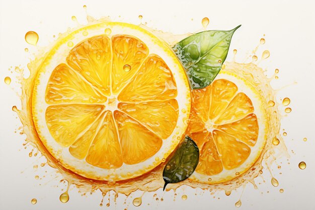 Pintura em aquarela de frutas de limão