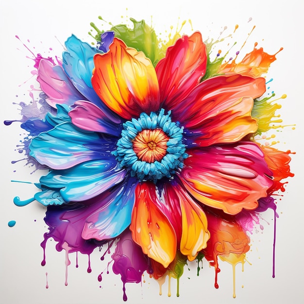 Pintura em aquarela de ilustração de flores sobre flores