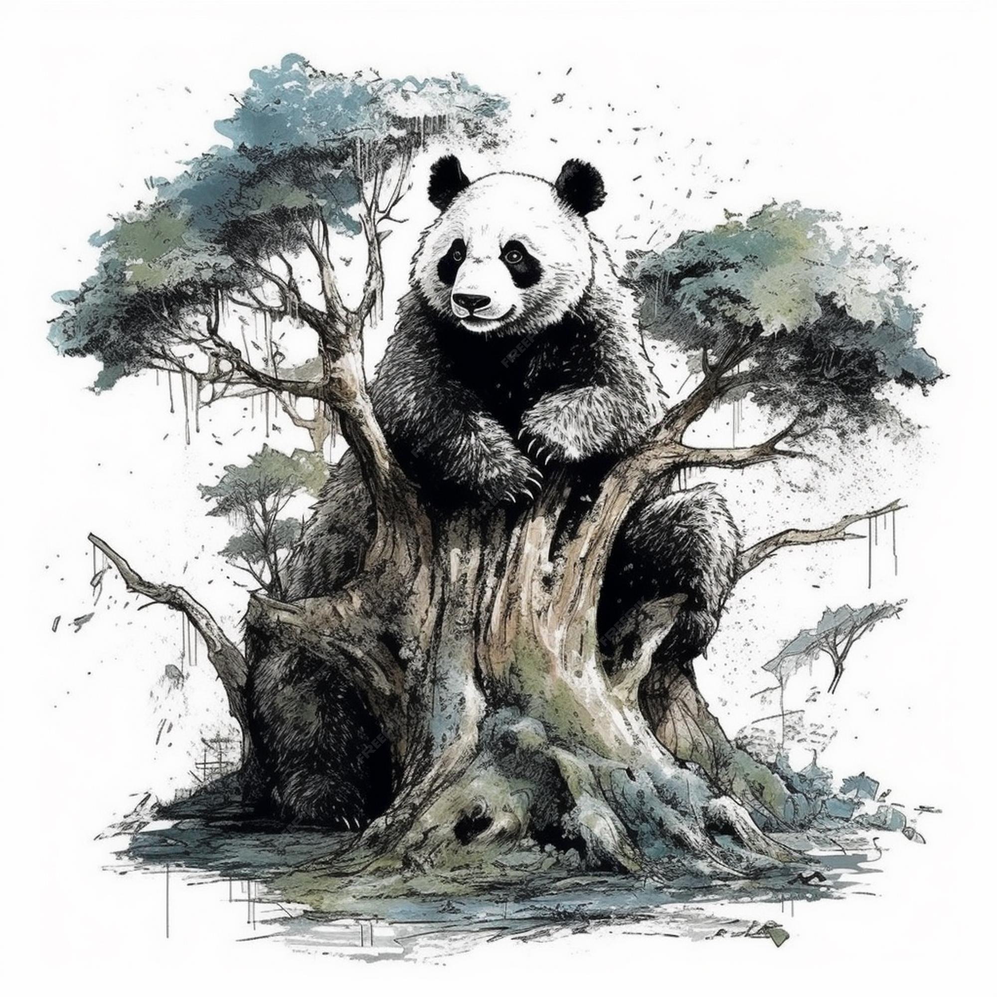 pintura panda  Panda drawing, Panda sketch, Panda art