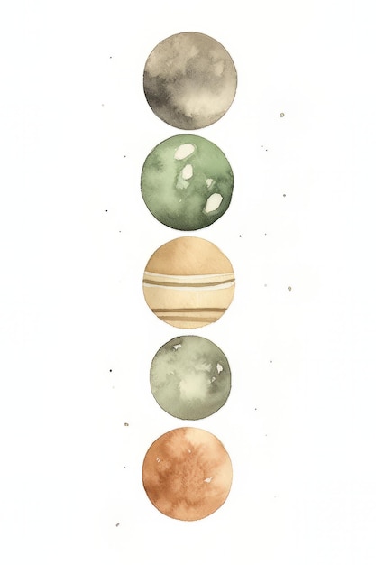 Pintura em aquarela de planetas do sistema solar