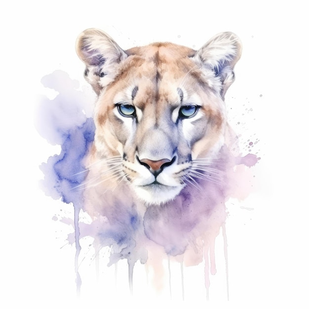 Pintura em aquarela de puma