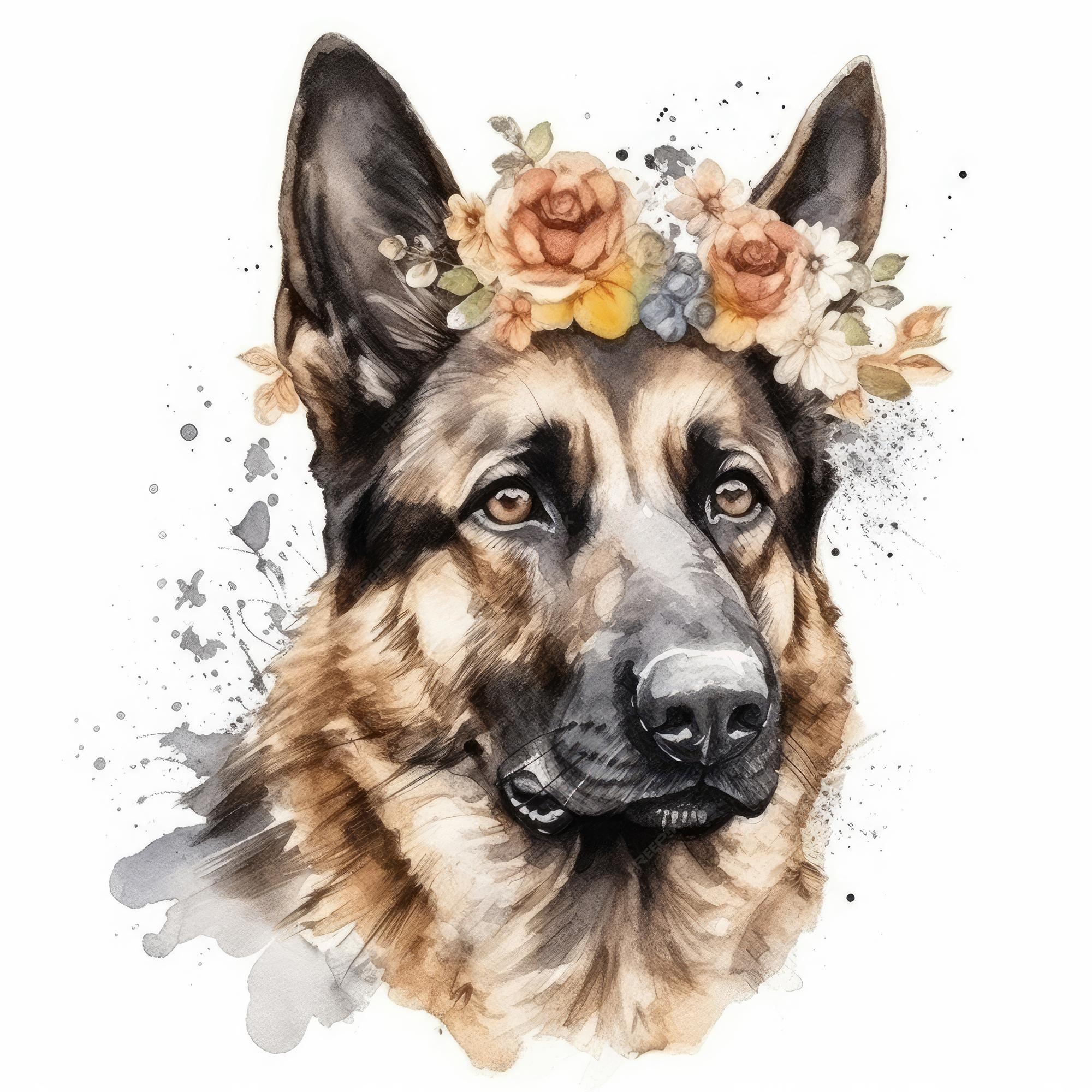 Pintura em aquarela minimalista de um cão pastor inglês antigo em