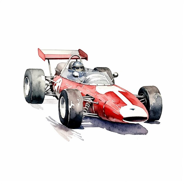 Foto pintura em aquarela de um carro de corrida