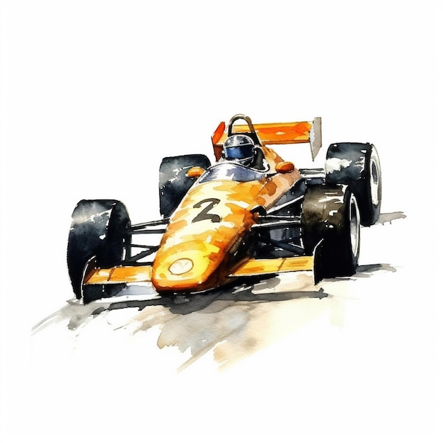 Foto pintura em aquarela de um carro de corrida