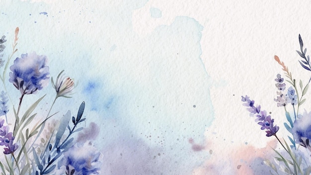 Pintura em aquarela de uma flor azul com fundo azul