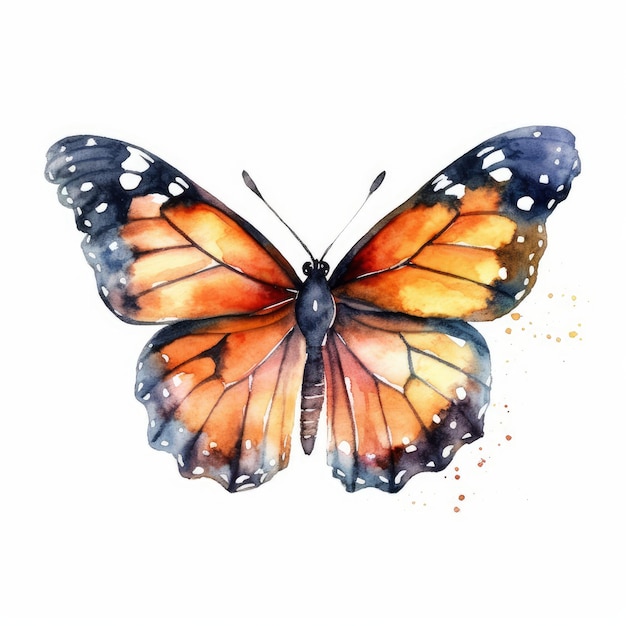 Pintura em aquarela de uma IA generativa de borboleta monarca