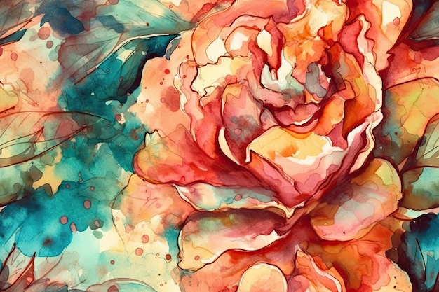 Pintura em aquarela de uma linda flor