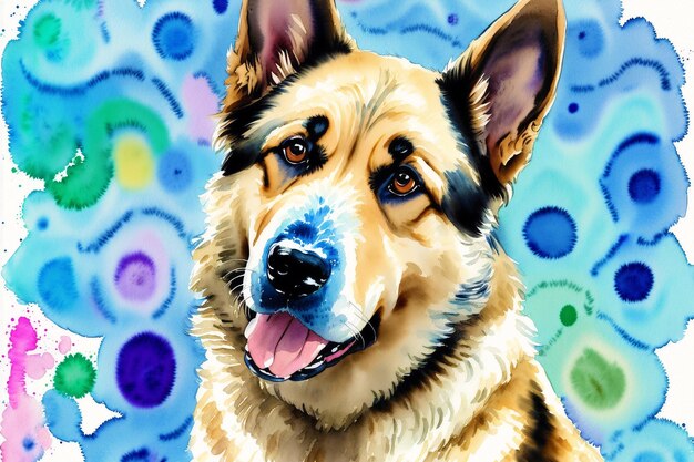 Pintura em aquarela do enérgico e leal Husky do Alasca, um verdadeiro cão de trenó e companheiro ao ar livre