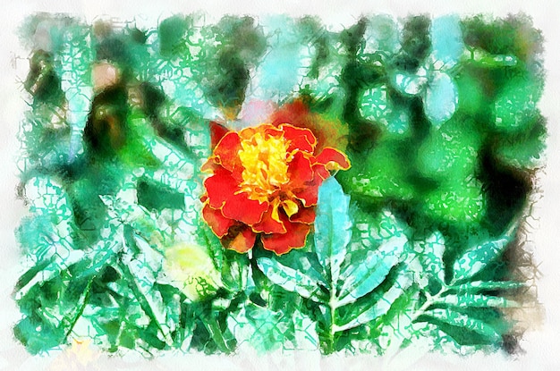 Pintura em aquarela flor desabrochando arte digital moderna imitação de pintado à mão com corante aquarells