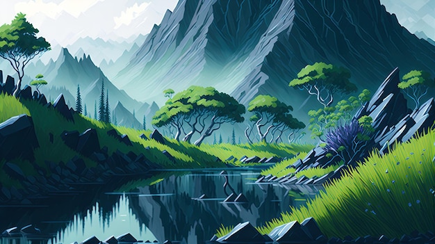 pintura em aquarela intrincada de pintura digital de aparência nítida da selva