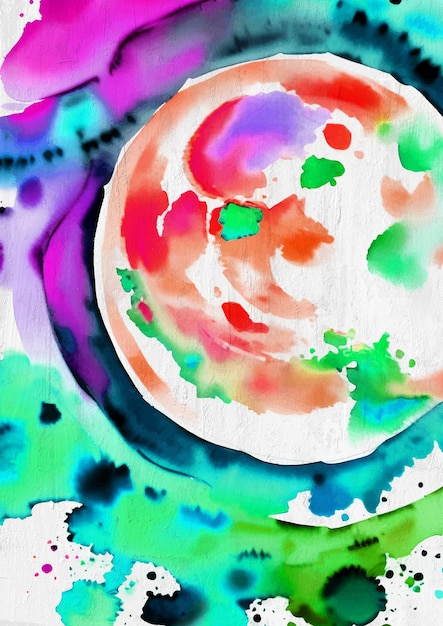 Pintura em aquarela mágica da lua