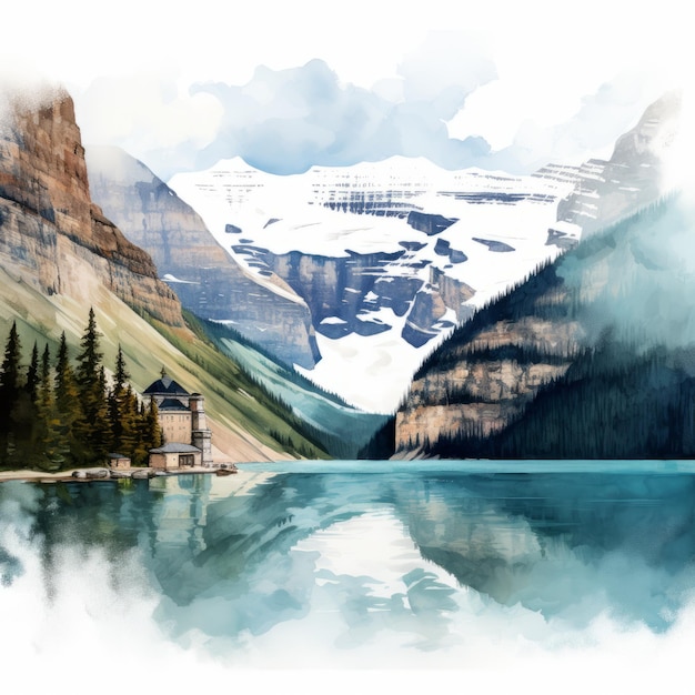 Pintura Em Aquarela Onírica Do Parque Nacional De Banff, Canadá