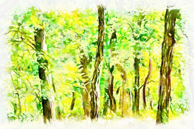 Pintura em aquarela parque paisagem Arte digital moderna imitação de pintado à mão com corante aquarells