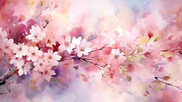 Pintura em aquarela romântico floral abstrato Generative AI