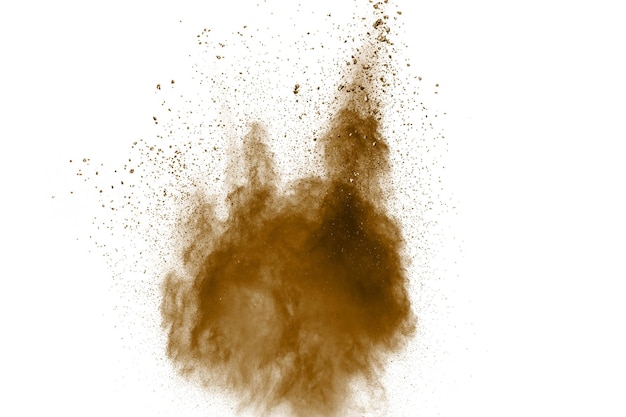 Pintura em pó a explodir contra um fundo branco