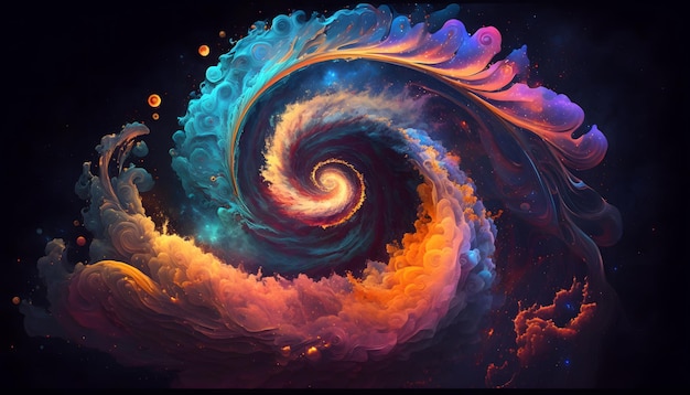 Una pintura de una espiral con un remolino de humo y las palabras 'la espiral'