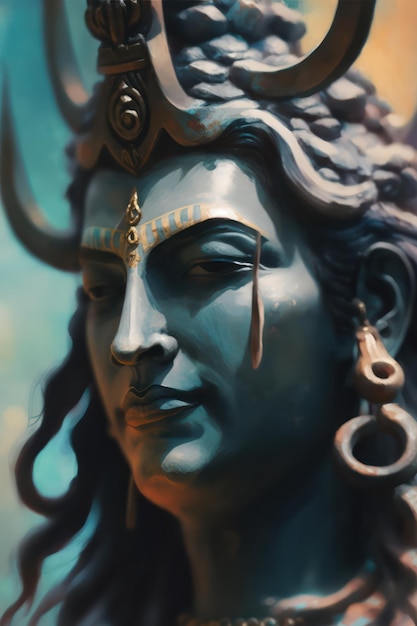 Pintura de la estatua de Lord Shiva Obra de arte generativa de IA