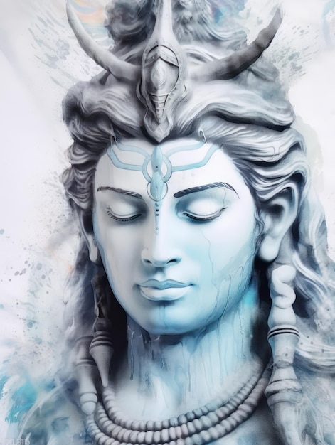 Pintura de la estatua de Lord Shiva Obra de arte generativa de IA