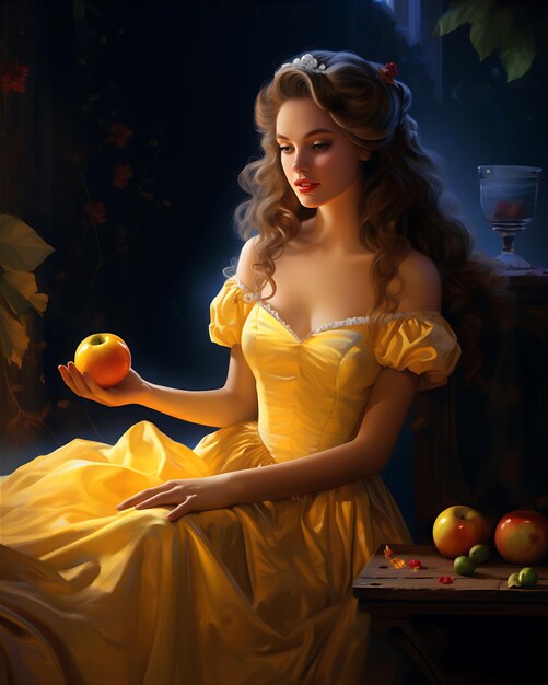 Pintura del estilo de la princesa y algunas frutas