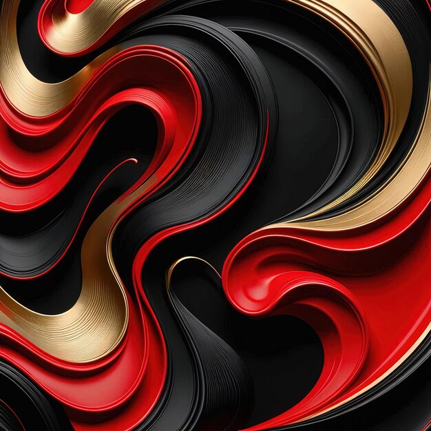 Pintura con estilo de remolinos de oro rojo negro