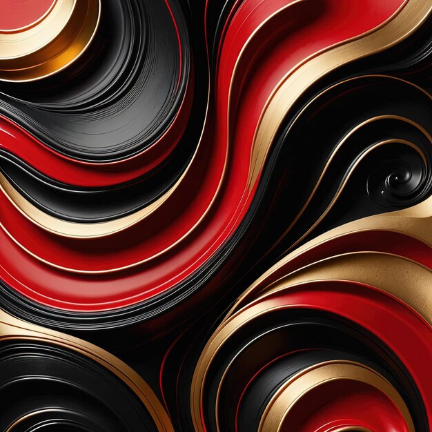 Pintura con estilo de remolinos de oro rojo negro