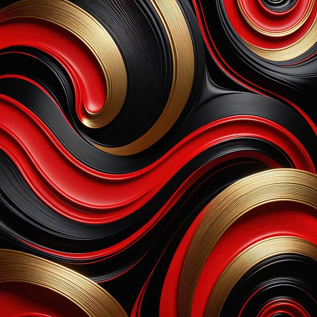 Pintura con estilo de remolinos de oro rojo negro