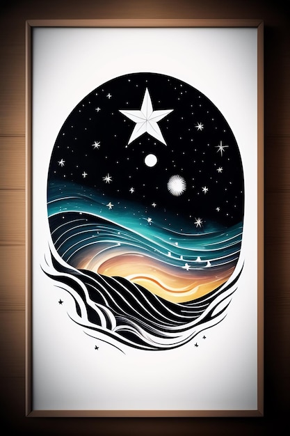 Una pintura de una estrella con las palabras estrella en ella