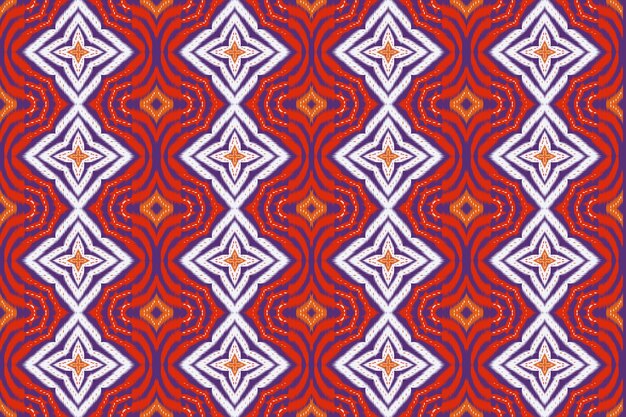 Pintura étnica patrón de tela tribal trabajo ikat patrón sin costuras forma geométrica abstracta