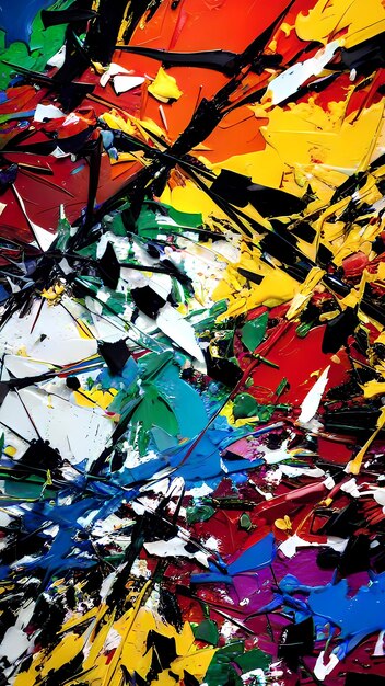 Una pintura expresionista abstracta que usa pinceladas audaces que gotean pintura y colores vibrantes