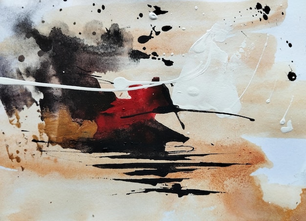 Pintura expresionista abstracta con salpicaduras de tinta y acuarela